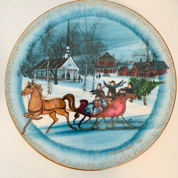 P. Buckley Moss porcelain plates The night before Christmas and Christmas Sleigh - Picture 4 of 8